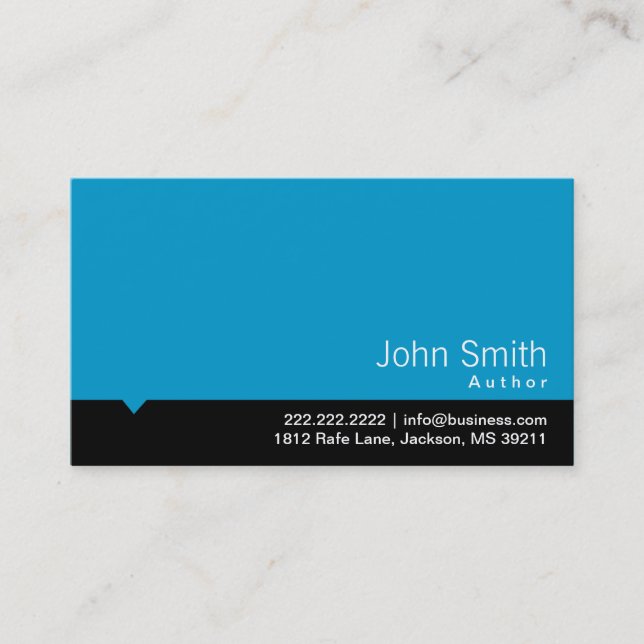 Modern Black Bar Author Business Card (Front)