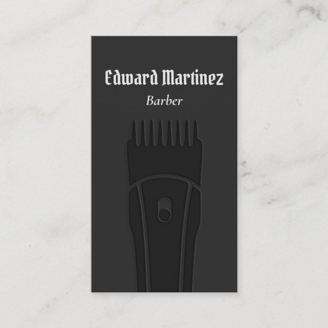 Modern Black Barber Shop Barbershop Hair Clipper Business Card (Front)