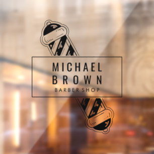 Modern black Barber Shop business pole logo Window Cling
