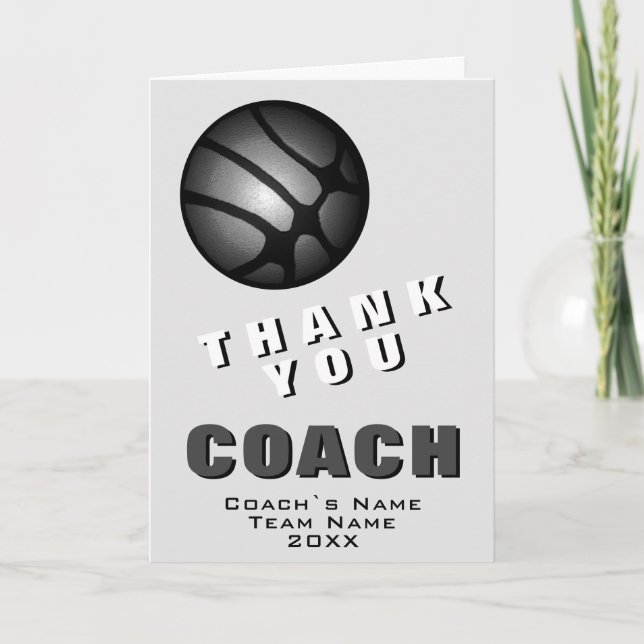 Modern Black Basketball Thank you Coach  (Front)