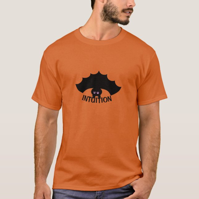 Modern Black Bat & Calligraphy T-Shirt (Front)