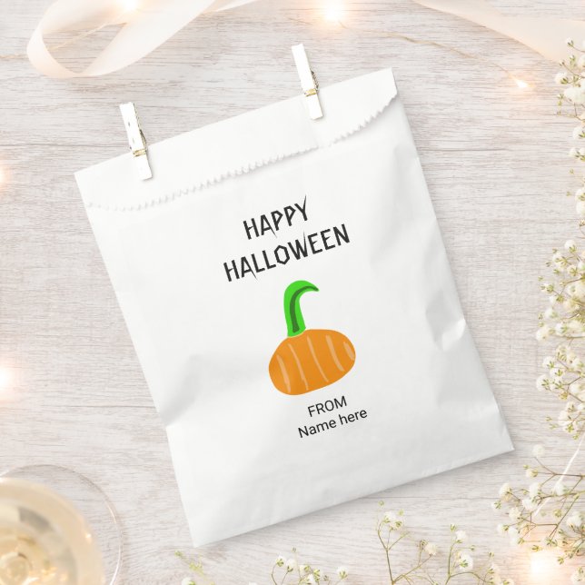 modern black bat script halloween party favour bag (Clipped)