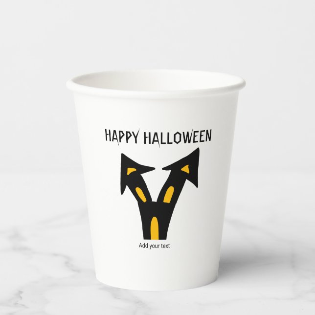 modern black bat script halloween party  paper cup (Front)
