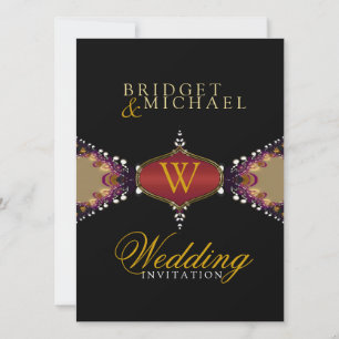 Modern Black Batik Elegance Wedding Invitation