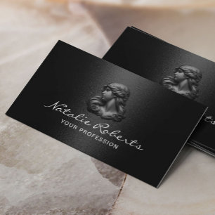 Modern Black Beauty Logo Hair Stylist Salon & SPA Business Card