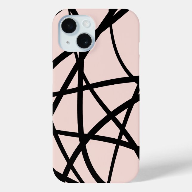 Modern Black & Beige Abstract Lines Case-Mate iPhone Case (Back)