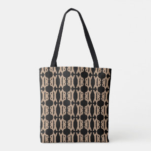 Modern Black & Beige Shape Pattern Tote Bag