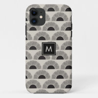 Modern Black & Beige Sunset Abstract Art Monogram