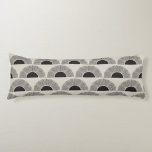 Modern Black & Beige Sunset Abstract Art Pattern Body Cushion