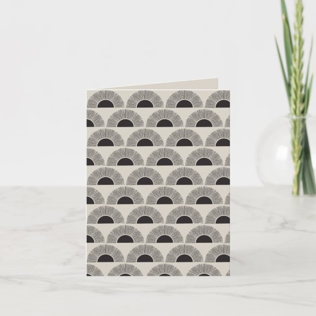 Modern Black & Beige Sunset Abstract Art Pattern Card (Front)