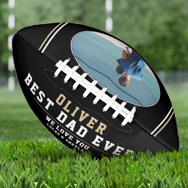 Modern Black Best Dad Ever Father`s Day Photo  American Football (Creator Uploaded)