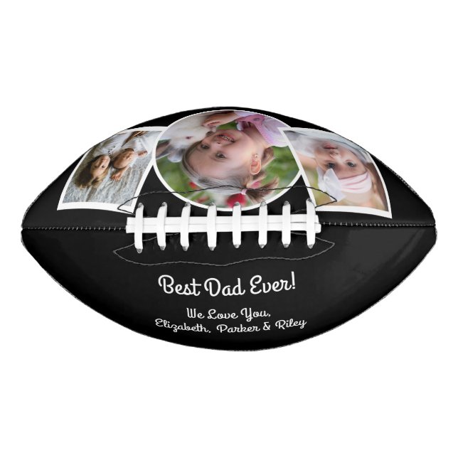 Modern Black Best Dad Ever Photo Collage Football American Football (Front)