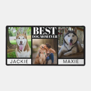 Modern Black Best Dog Mum Ever 3 Photo Collage  Desk Mat