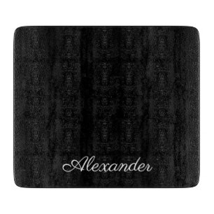 Modern Black, Blank Template White Script Cutting Board
