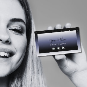 Modern Black Blue Gradient Sparkle Jewels Elegant Business Card