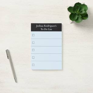 Modern Black Blue To Do List with Name Post-it Notes