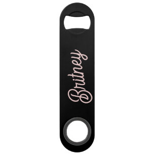Modern Black Blush Dusty Pink Monogram and Name