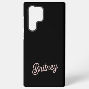 Modern Black Blush Dusty Pink Monogram and Name Samsung Galaxy Case