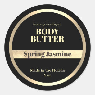 Modern Black Body Butter Spa  Salon Product Classic Round Sticker