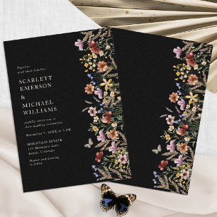 Modern Black Boho Wedding Invitation