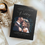 Modern Black Boho Wedding Photo Invitation<br><div class="desc">Romantic modern and minimal black wedding photo invitations</div>