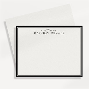 Modern Black Border Personalised Note Card
