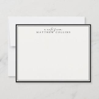 Modern Black Border Personalised Note Card