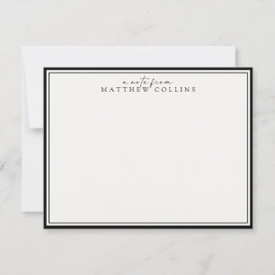 Modern Black Border Personalized Note Card