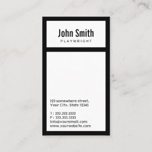 Modern Black Border Playwright Business Card