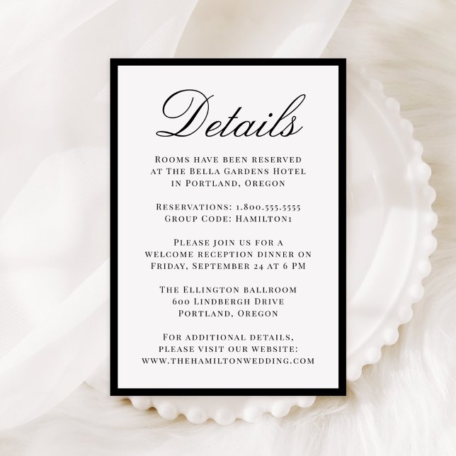 Modern Black Border Wedding Details Enclosure Card (Creator Uploaded)