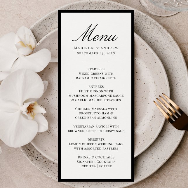Modern Black Border Wedding Menu (Creator Uploaded)
