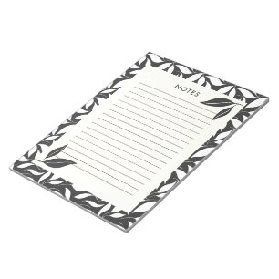 Modern Black Botanical Notepad
