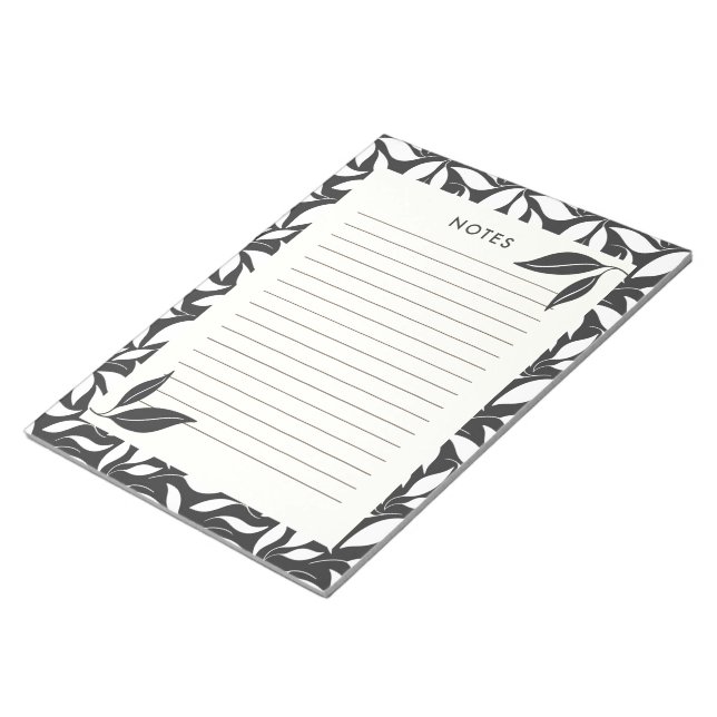 Modern Black Botanical Notepad (Angled)