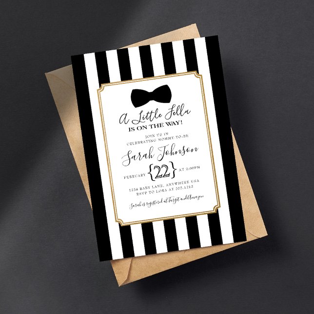 Modern Black Bow Baby Shower Invitation (Creator Uploaded)