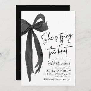Modern Black Bow Bachelorette Weekend Itinerary Invitation