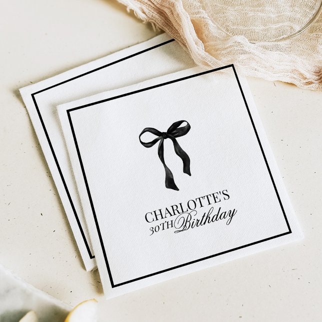 Modern Black Bow Birthday Napkin (Creator Uploaded)