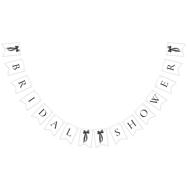 Modern Black Bow Bridal Shower Bunting Banner (All)