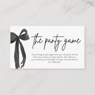 Modern Black Bow Bridal Shower The Panty Game  Enclosure Card