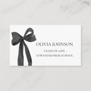 Modern Black Bow Graduation Insert Name Card
