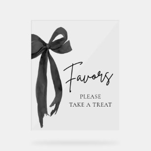 Modern Black Bow Graduation Party Favours Sign