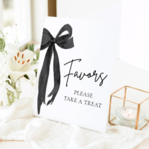 Modern Black Bow Graduation Party Favours Sign