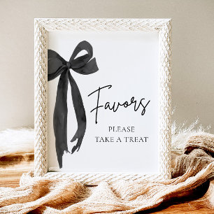 Modern Black Bow Graduation Party Favours Sign