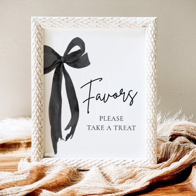 Modern Black Bow Graduation Party Favours Sign (Creator Uploaded)