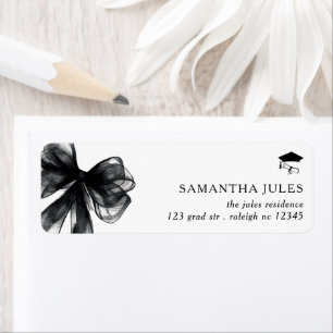 Modern Black Bow Graduation Return Address