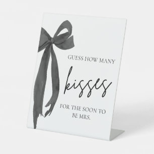 Modern Black Bow Guess How Many Kisses Game Pedestal Sign