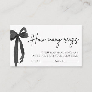 Modern Black Bow Guess How Many Rings Game Enclosure Card