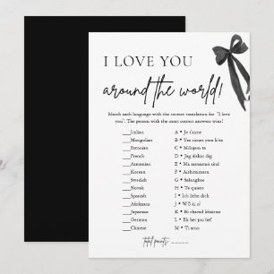 Modern Black Bow I Love You Around the World Game Invitation