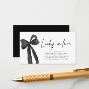 Modern Black Bow Lucky in Love Lottery Ticket Enclosure Card
