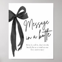 Modern Black Bow Message In A Bottle Sign Game