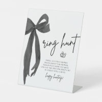 Modern Black Bow Ring Hunt Bridal Shower Game Sign